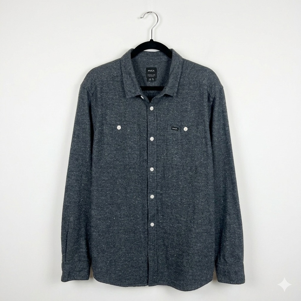 2/$30 - RVCA Dark Grey/Blue Speckled Long-Sleeve Button-Down Shirt XXL‎